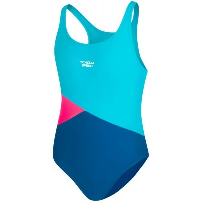 Dívčí jednodílné plavky AQUA SPEED POLA 42 – modro-růžová